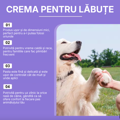 Cremă pentru Lăbuțe Câini și Pisici - Hidratare Profundă cu Ulei de Cocos