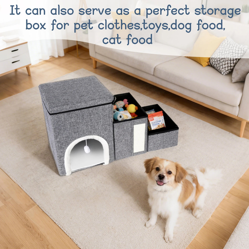 Pet stairs hideaway compartment for cats