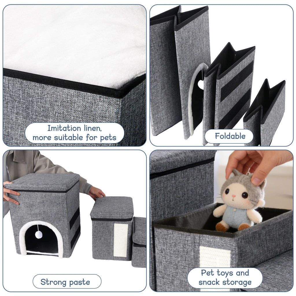 Foldable pet stairs folded flat for storage